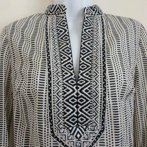 NWT TORY BURCH Corossol Black White Cotton Tory Mini Dress 0 - Picture 3 of 7